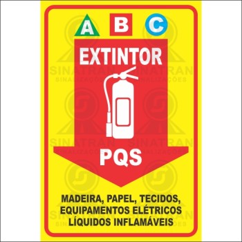 Extintor - PQS - A - B - C - madeira,papel,tecidos,equipamentos elétricos e liquídos inflamáveis